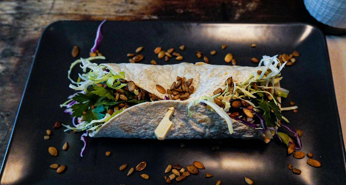 vegansk wrap på Café Kosmos