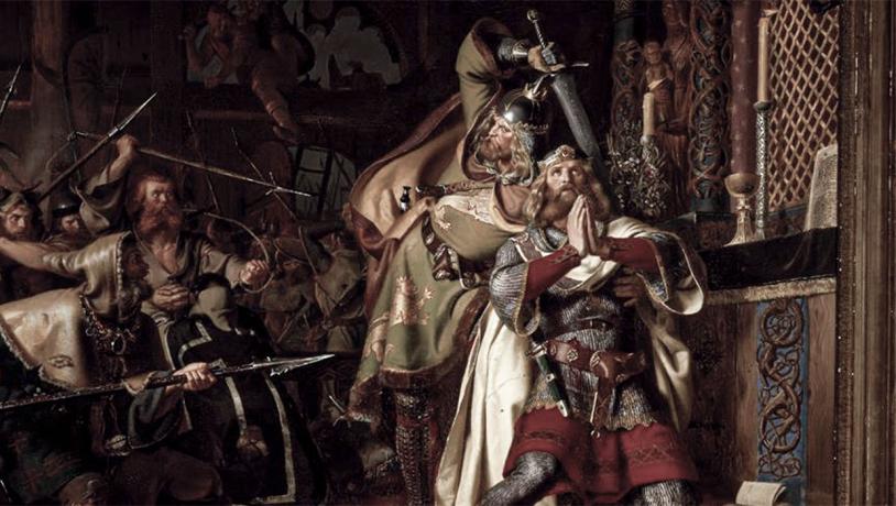 The murder of King Canute in Odense Cathedral