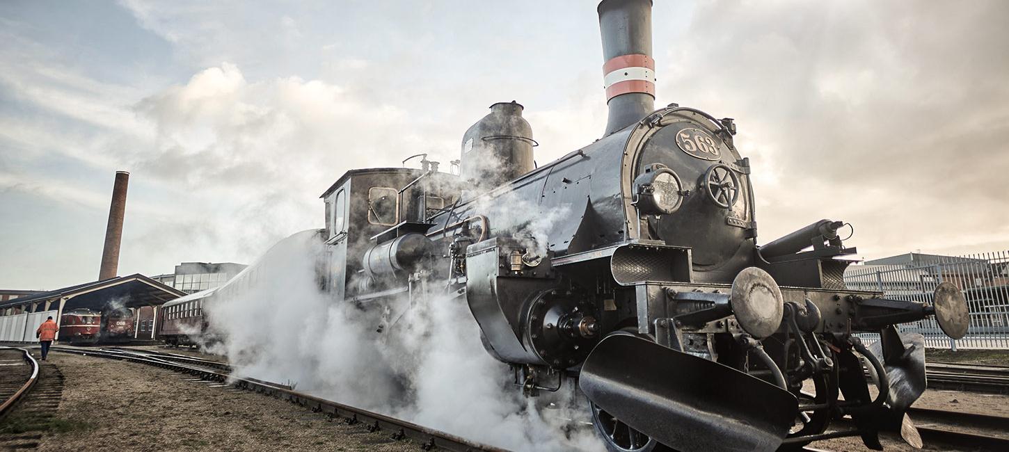 Vintage Train with steam