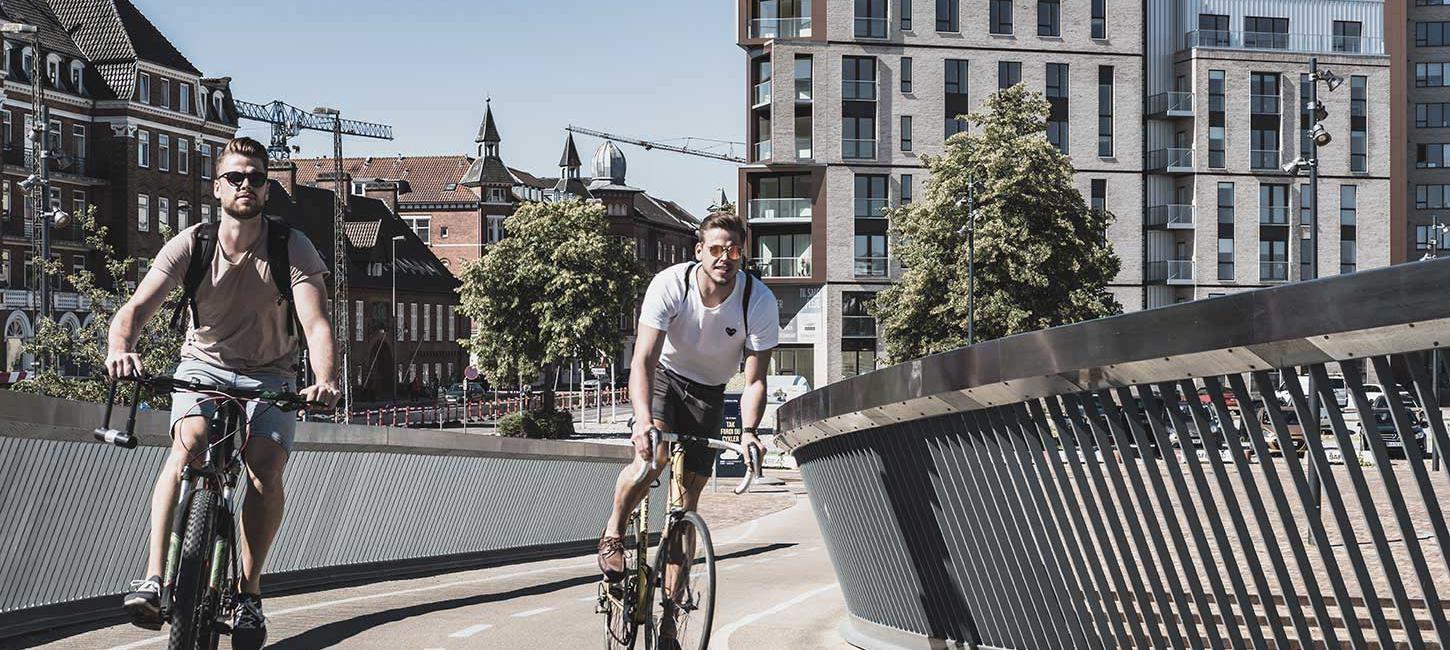 Two cyclists on the City Bridge