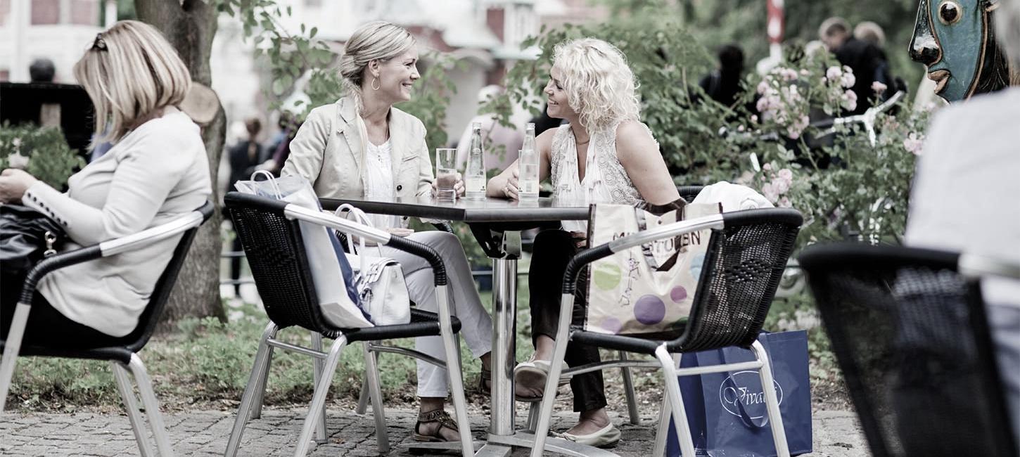 Two girls taking a break from shopping