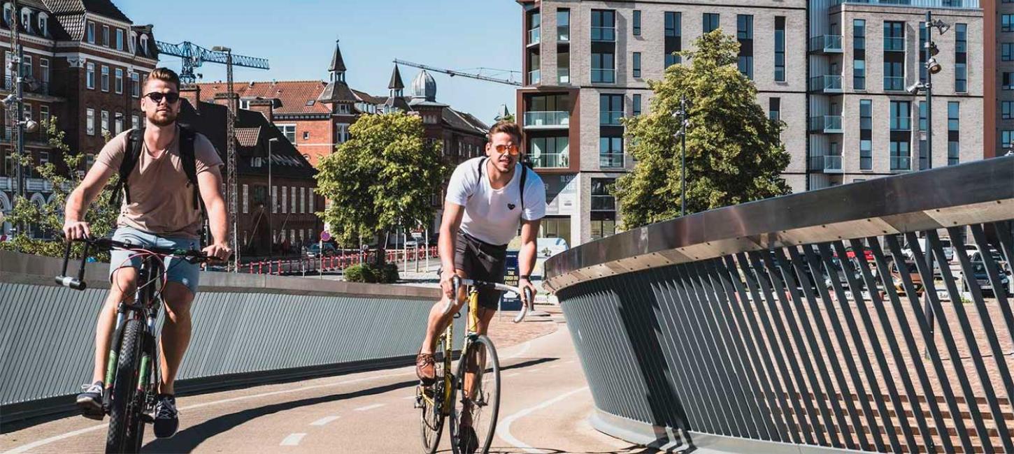 Two cyclists on the City Bridge