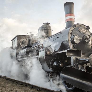 Vintage Train with steam