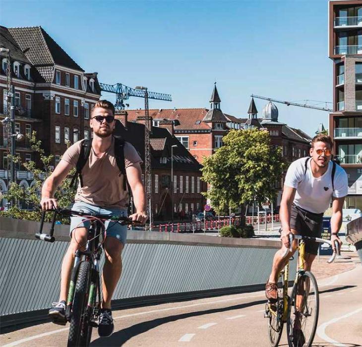 Two cyclists on the City Bridge